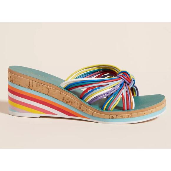 Anthropologie Cecelia New York Rainbow Wedge Sandals - Picture 2 of 6
